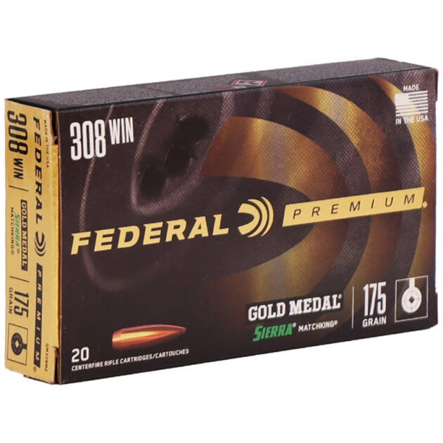 Federal Gold Medal 308 Winchester Ammo 175 Grain Sierra MatchKing Hollow Point - GM308M2