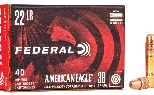 Federal American Eagle 22 Long Rifle Ammo 38 Grain Plated Lead Hollow Point - AE22
