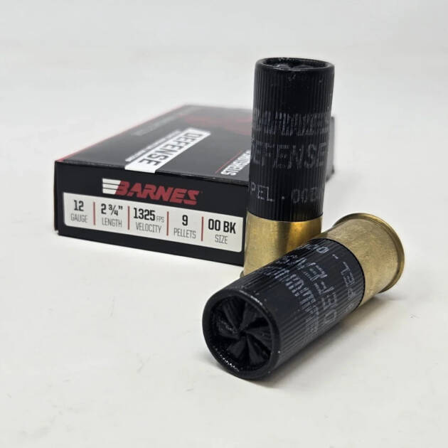 Barnes Defense Buckshot Shotshells 12ga 2-3/4" 9 Pellets 1325 FPS #00 5/ct