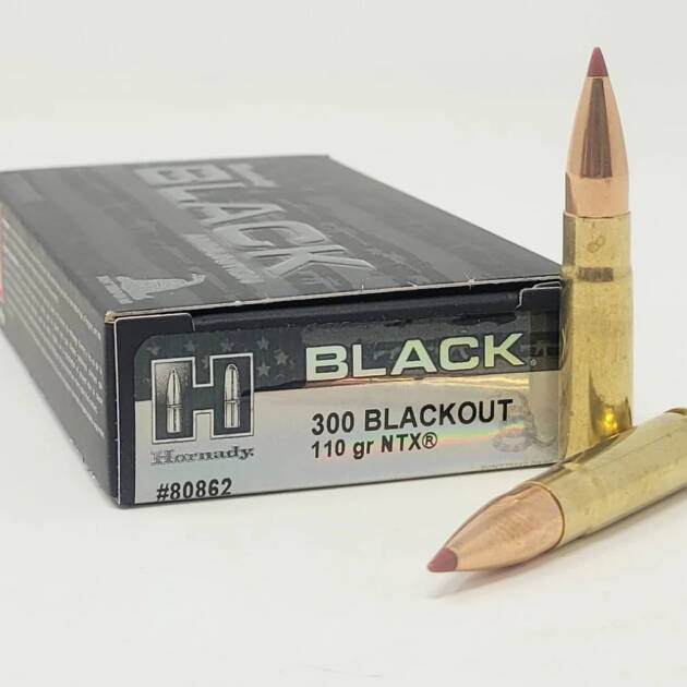 Hornady 300 Blackout Ammunition Black 110 Grain NTX 20 Rounds - H80862