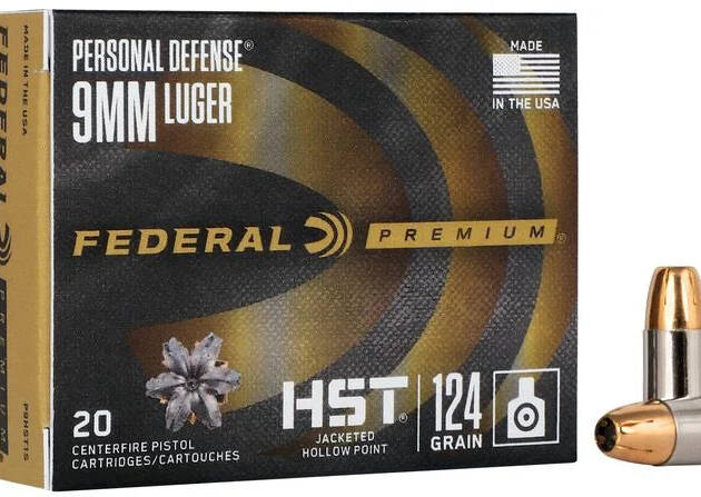 Personal Defense Federal HST, 9mm Luger, 124 Grain, HST Jacketed Hollow Point - P9HST1S