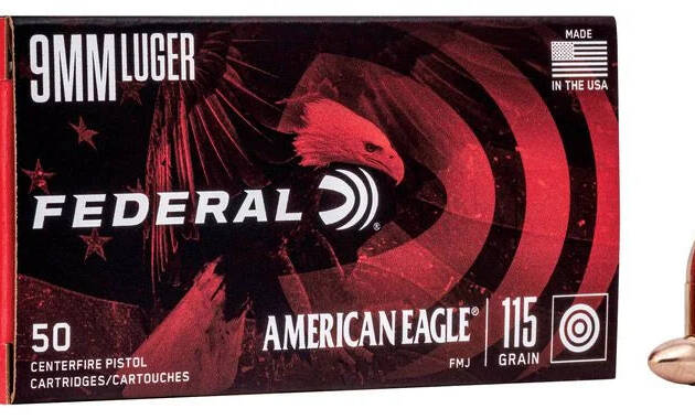 Federal American Eagle 9mm Ammo 115 Grain Full Metal Jacket - AE9DP