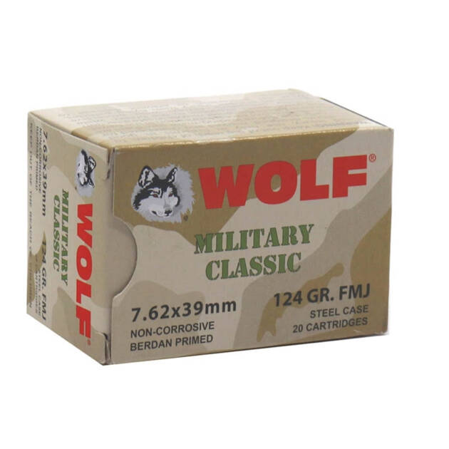 Wolf Military Classic 7.62x39mm Ammo 124 Grain Full Metal Jacket - MC762FMJ