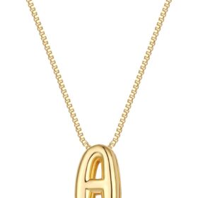 Bubble Initial Necklaces Dainty Gold Letter Necklace 14K Gold Plated Cute Name Choker Necklaces for Women Trendy Gold Personalized Jewelry Gift for Women                 