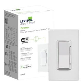 Leviton Decora Smart Dimmer Switch, Wi-Fi 2nd Gen, Neutral Wire Required, Works with Matter, My Leviton, Alexa, Google Assistant, Apple Home/Siri & Wired or Wire-Free 3-Way, D26HD-2RW, White                 