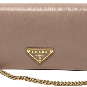 Prada Cipria Beige Vitello Move Leather Chain Wallet Crossbody Bag 1BP021                 