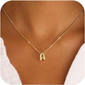 Bubble Letter Necklace Initial Necklaces for Women Name Necklace Personalized Bubble Pendant Necklace Dainty Charm Necklaces Teen Gift Trendy Stuff Jewelry Gifts  