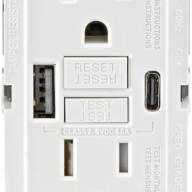 Leviton GUAC1-W 15A SmartlockPro Self-Test GFCI Combination with Type A & Type-C USB in-Wall, USB Charger for Smartphones and Tablets              