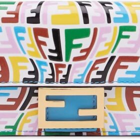 FENDI Vertigo Baguette Multicolor Leather Small Trifold Wallet 8M0395                 