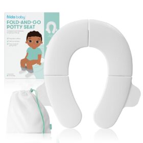 Frida Baby Fold-and-Go Potty Seat for Toilet | Foldable Travel Potty Seat for Toddler, Fits Round & Oval Toilets, Non-Slip Base, Handles, Includes Free Travel Bag                 