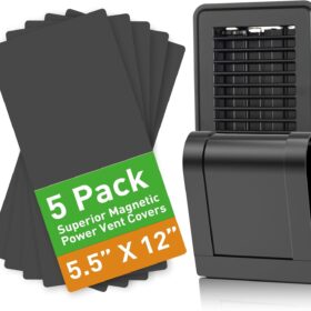 Magnetic Vent Covers for Home Floor, Wall and Ceiling Vent Register, Black Vent Covers 5.5'' X 12'' for Complete Seal, Vent Cover to Block Air, for RV, Air Conditioning, HVAC and AC Vents, 5 Pack              
