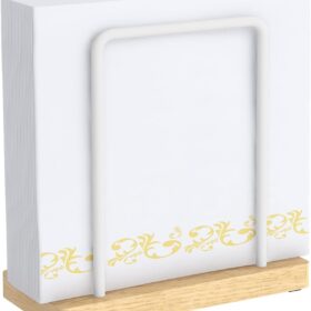 Napkin Holder for Table, Wood Metal Napkin Holder for Kitchen Dining, Standing Paper Napkin Storage for Table Countertop, White                 