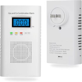 Plug in Combination Gas & Carbon Monoxide Detectors - Natural Gas Detectors & Carbon Monoxide Alarm for Home, Co Detector & Gas Detectors with Digital Display,Holds 9V Battery (not Included)                 
