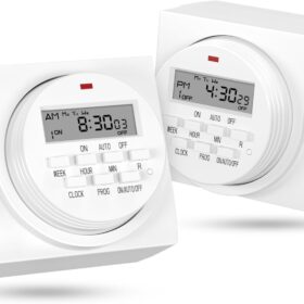 BN-LINK 7 Day Heavy Duty Digital Programmable Timer, FD60 U6, 115V, 60Hz, Dual Outlet, for Lamp Light Fan Security UL Listed(2 Pack)                 