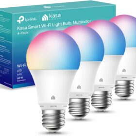 Kasa Smart Light Bulbs, Full Color Changing Dimmable Smart WiFi Bulbs Compatible with Alexa and Google Home, A19, 9W 800 Lumens,2.4Ghz only, No Hub Required, 4 Count (Pack of 1), Multicolor (KL125P4)                 