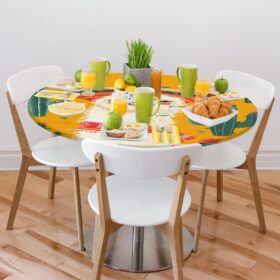 Pardick Fitted Round Tablecloth Cute Animal Alpaca Boho 40