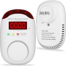 Koabbit Carbon Monoxide Detector - Plug in CO Level Monitor Alarm with Digital Display Sound & Light Warning for Home/Apartments/Hotel,Accurate & Easy to Install (White)              