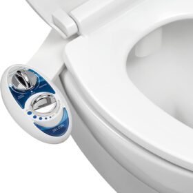 LUXE Bidet NEO 185 - Self-Cleaning, Dual Nozzle, Non-Electric Bidet Attachment for Toilet Seat, Adjustable Water Pressure, Rear and Feminine Wash (Blue)                 
