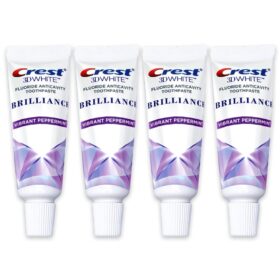 Crest 3D White Brilliance Toothpaste, Vibrant Peppermint, Travel Size 0.85 oz (24g) - Pack of 4                 
