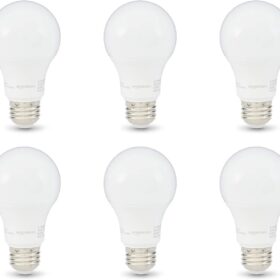 Amazon Basics A19 LED Light Bulbs, 60 Watt Equivalent, Energy Efficient 9W, E26 Standard Base, Soft White 2700K, Dimmable, 10,000 Hour Lifetime , 6-Pack              