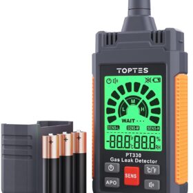 Gas Leak Detector, TopTes PT330 Natural Gas Detector with Audible & Visual Alarm to Locate Combustible Gas Leaks Like Natural Gas, Propane for Home and RV (Includes Battery x3) - Orange                 
