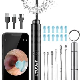 Ear Wax Removal Tool Camera, Ear Cleaner with Camera, 1296P HD Ear Scope, 6 LED Lights and 12 Ear Picks, Earwax Removal with Otoscope, Jet Black                 
