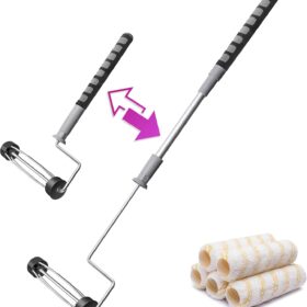 6pcs House Paint Roller Kit, PinStone 9 inch Extendable Roller Frame with 5 Microfiber Replacement Covers, Adjustable Painting Roller (18