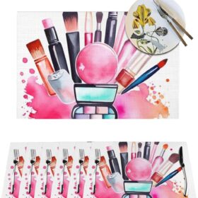 PVC Woven Placemats 4 PCS - Heat Resistant Non-Slip Place Mats for Dining Table Mat Indoor Outdoor Table Mats Washable Watercolor Cosmetic Placemats for Kitchen Dining Coffee Table                 