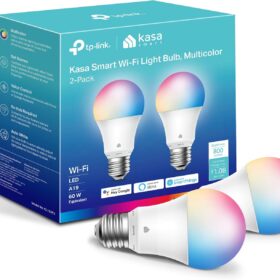 Kasa Smart Light Bulbs, Full Color Changing Dimmable Smart WiFi Bulbs Compatible with Alexa and Google Home, A19, 60 W 800 Lumens,2.4Ghz only, No Hub Required, 2-Pack (KL125P2), Multicolor              