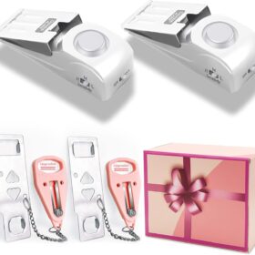 Portable Door Lock Home Security Door Locker Travel Lockdown Locks for Additional Safety and Privacy Perfect for Traveling Hotel Home Apartment College-Pink-4 Pack                 