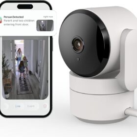 Indoor Pan/Tilt Home Security Camera, 360° Plug-in, Night Vision, 2.4GHz Wi-Fi, 2-Way Audio, Smart Gen AI Motion Detection, Pet Camera with Phone App, Home Camera (White)                 