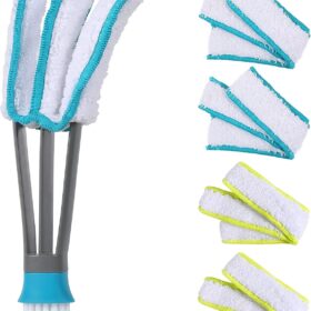 SetSail Blind Duster, Window Cleaner Duster Brush with 5 Microfiber Sleeves, Cleaning Tools for Vertical Blinds Air Conditioner Dust Ceiling Fans Dust Collector                 