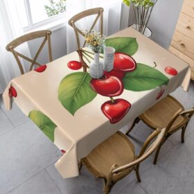 Lovely Sweet Red Cherry 1 Print Rectangular Tablecloth Peach Skin Velvet Table Cover for Indoor/Outdoor Dining Kitchen                 
