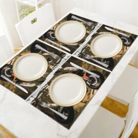 Placemats Set of 4 Sport Motorcycle Heat Resistant Place Mats for Kitchen Dining Table Washable Easy Clean Table Mats Durable Non-Slip Dining Mats for Party Dining Decoration                 