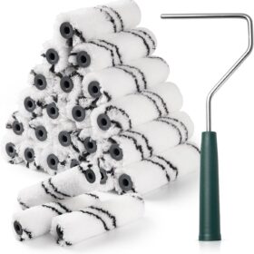 Microfiber Paint Roller Covers, 24 Pack Paint Roller 4 Inch (3/8 Inch Nap), Paint Roller Frame, Small Paint Rollers for Painting Walls, Home Improvement Paint Supplies                 