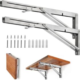 Storystore Folding Shelf Brackets - Heavy Duty Stainless Steel Collapsible Shelf Bracket for Bench Table, Space Saving DIY Bracket, Max Load: 550lb                 