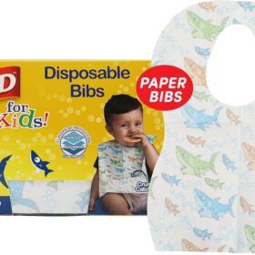 Glad for Kids Sharks Paper Bibs, 30 Count - Disposable Paper Bibs with Cute Sharks Design for Kids - Travel Bibs for Kids - Art & Craft Disposable Kids Bibs                 