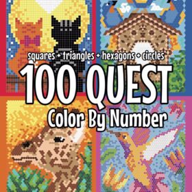 100 QUEST Color By Number: Squares + Triangles + Hexagons + Circles: color quest activity book for adults                 