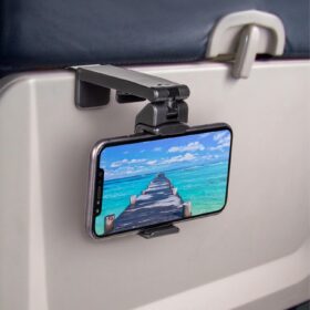 Perilogics Universal in Flight Airplane Phone Holder Mount. Hands Free Viewing with Multi-Directional Dual 360 Degree Rotation. Pocket Size Must Have Airplane Travel Essential Accessory for Flying                 