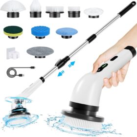 Electric Spin Scrubber Cordless, Electric Scrubber for Cleaning Bathroom with Long Handle, Electric Shower Scrubber, Power Cleaning Brush with 9 Brush Heads for Bathtub Tile Floor Car                 