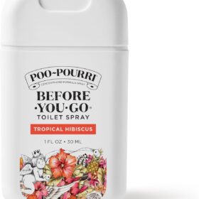 Poo-Pourri Before-You-Go Toilet Spray, Tropical Hibiscus, 1 Fl Oz Pocket Travel Size - Hibiscus, Apricot and Citrus                 