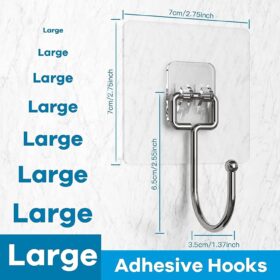 Large Adhesive Hooks for Hanging Heavy Duty Wall Hooks 22 lbs Self Adhesive Towel Hook Waterproof Transparent Hooks 10 Pack(White) (guagou-cnejucw-2)              