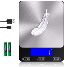 Food Scale -33lb Digital Kitchen Scale for Food Ounces Grams Rechargeable 304 Stainless Steel,Batteries and Type-C Charging | Perfect for Meal Prep, Cooking, and Baking, Black                 