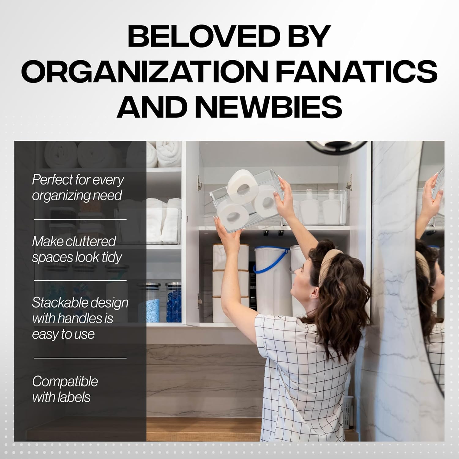 ClearSpace Clear Plastic Storage Bins  Pantry Organizers & Storage Containers, Cabinet Organizer - Home Organization Must Haves for Kitchen, Laundry Room, Office, Closet, Garage & Freezer                  - Image 4