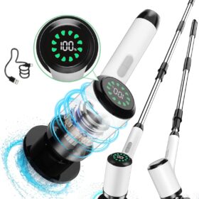 Electric Spin Scrubber Cleaning Brush: Cordless Power Shower Brush with Long Handle for Bathroom Tub Tile                 