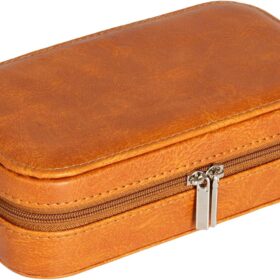 Household Essentials Vegan Leather Travel Jewelry Organizer Box, Caramel Color                 