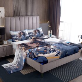 Erosebridal Queen Size Anime Girl Sheet Set, Japanese Style Sheets 4 Pieces Kawaii Manga Girl Bed Sheets for Kids Boys Girls Teens Room, Anime Race Car Bedding Set with 2 Pillow Cases                 