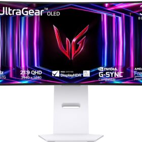 LG 34GS95QE 34-inch Ultragear OLED Curved Gaming Monitor WQHD 800R 240Hz 0.03ms DisplayHDR True Black 400 AMD FreeSync Premium Pro NVIDIA G-Sync HDMI 2.1 DisplayPort Tilt/Height/Swivel Stand White                 