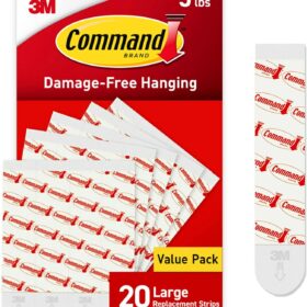 Command Large Refill Adhesive Strips, Damage Free Hanging Wall Adhesive Strips for Large Indoor Wall Hooks, No Tools Removable Adhesive Strips for Living Spaces, 20 White Command Strips                 