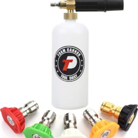 Tool Daily Foam Cannon with 1/4 Inch Quick Connector, 1 Liter, 5 Pressure Washer Nozzle Tips                 